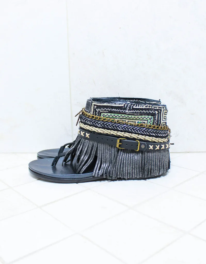 Custom Made Boho Sandals in Black | SIZE 41