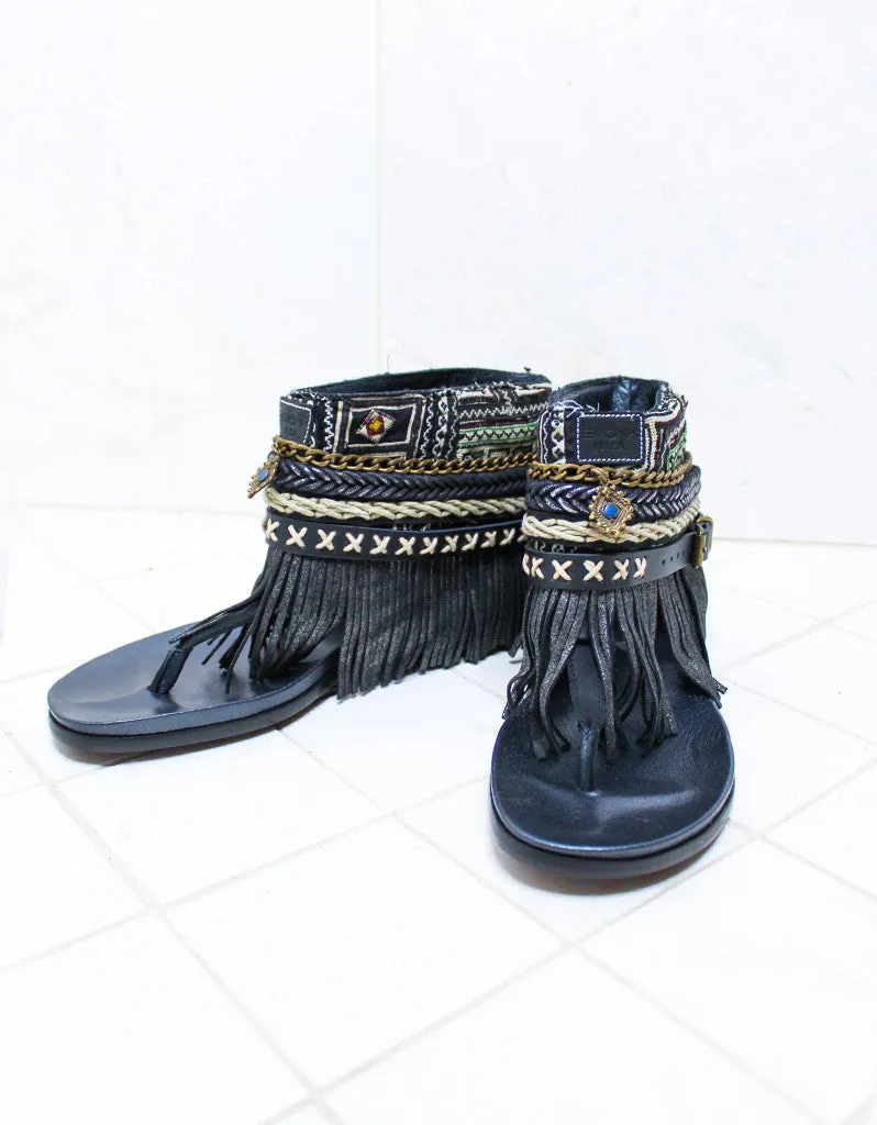 Custom Made Boho Sandals in Black | SIZE 41