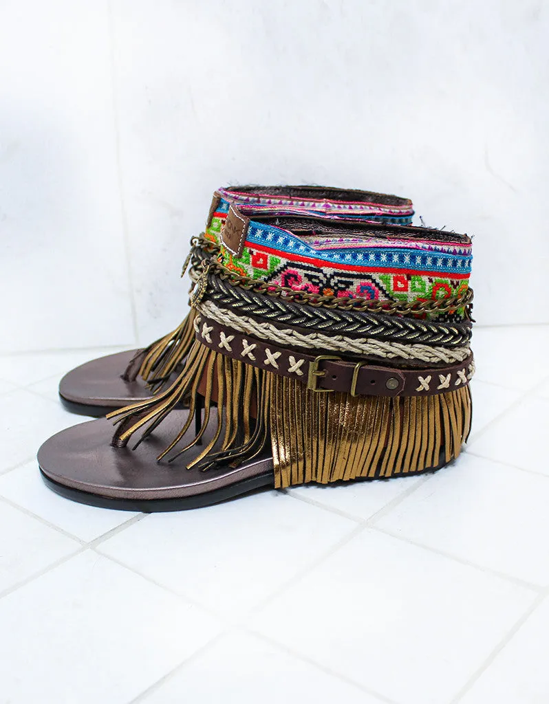Custom Made Boho Sandals in Brown | SIZE 37