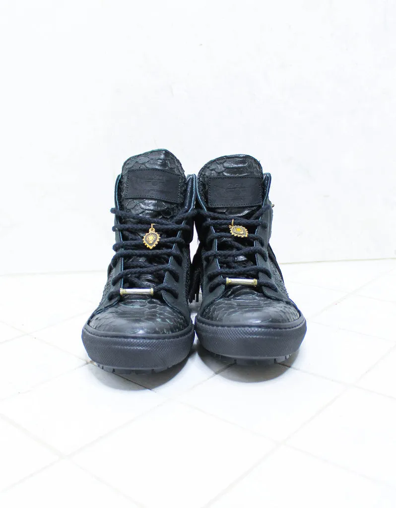 Custom Made Boho Sneakers in Black Snake | SIZE 41