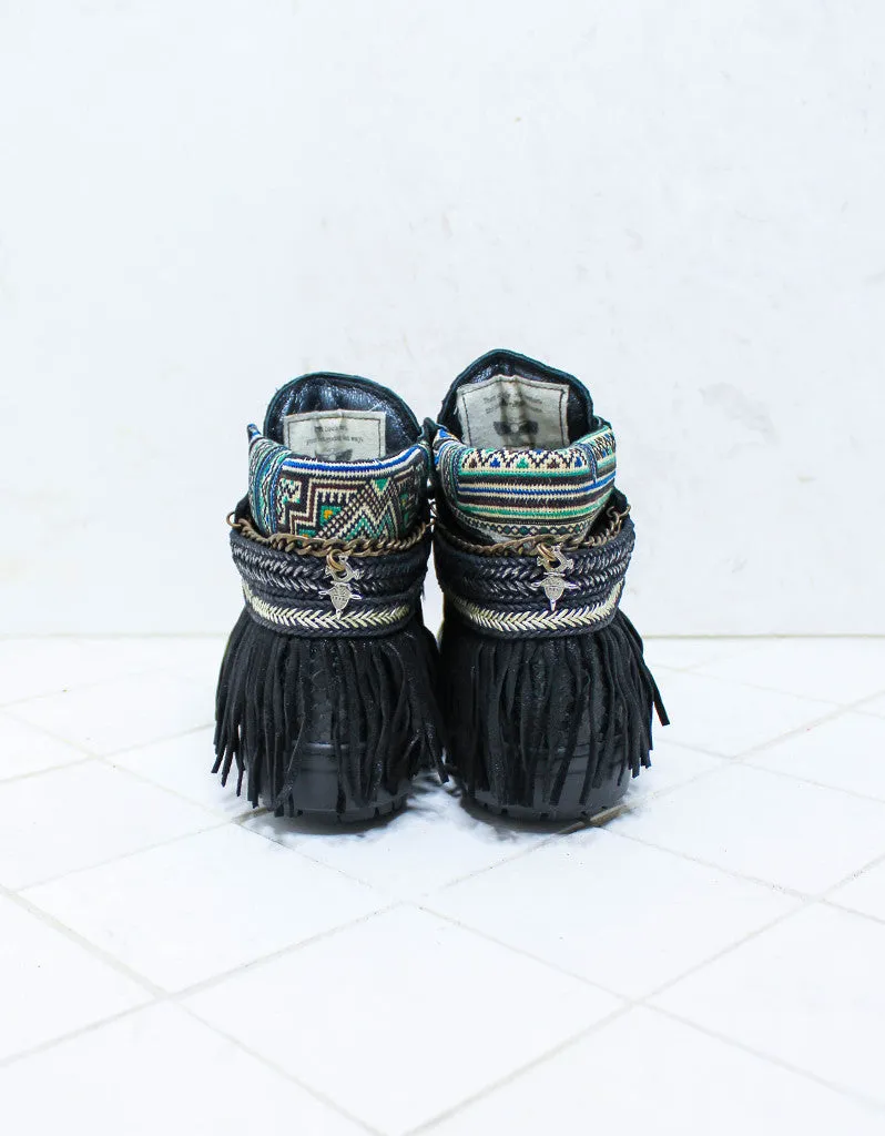 Custom Made Boho Sneakers in Black Snake | SIZE 41