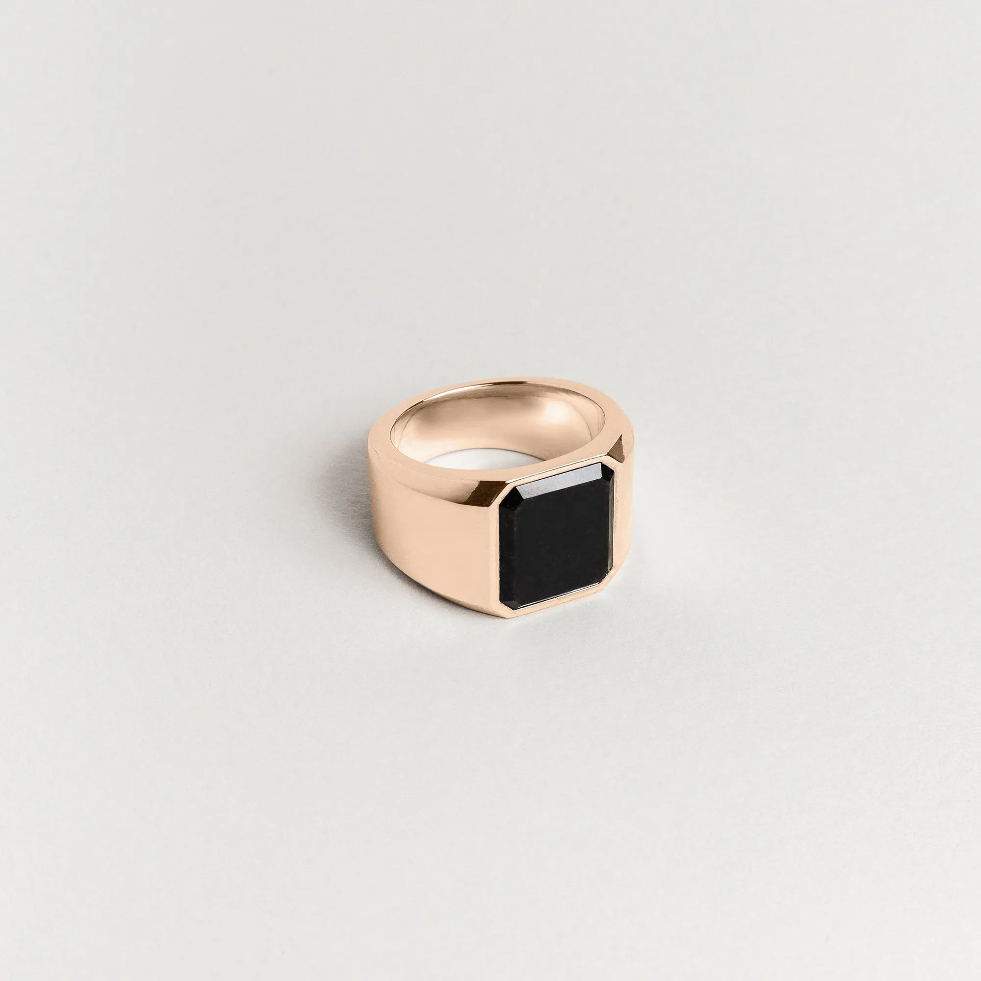 Cut-Corner Inlay Signet Ring, 16mm