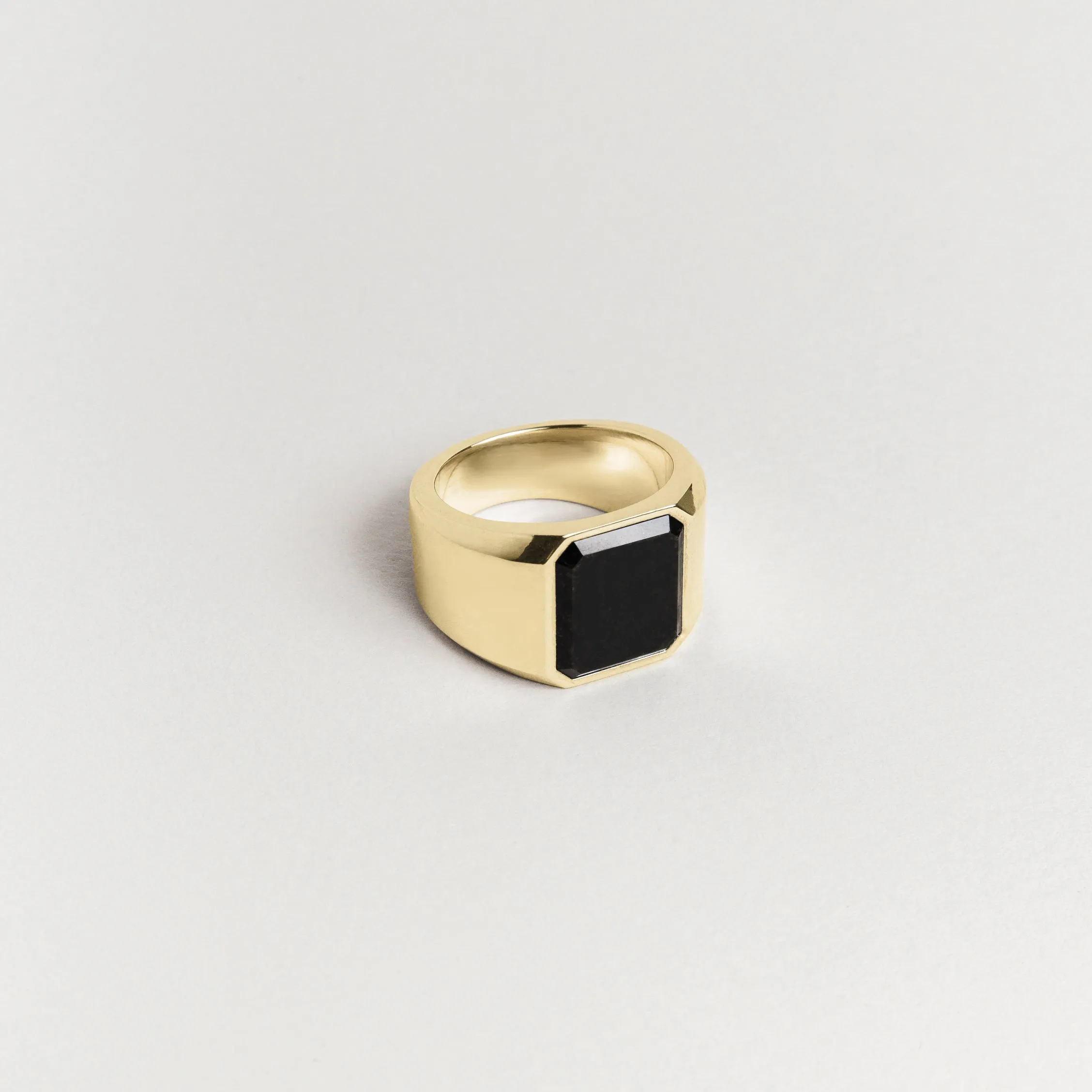 Cut-Corner Inlay Signet Ring, 16mm