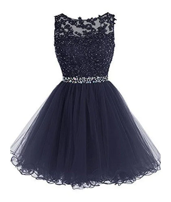 Cute lace short prom dress, lace homecoming dress