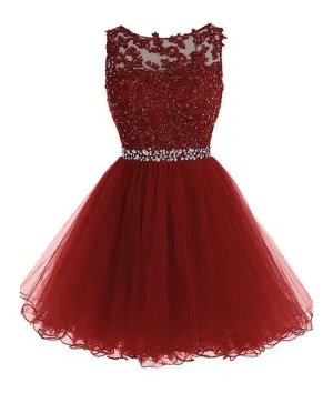Cute lace short prom dress, lace homecoming dress