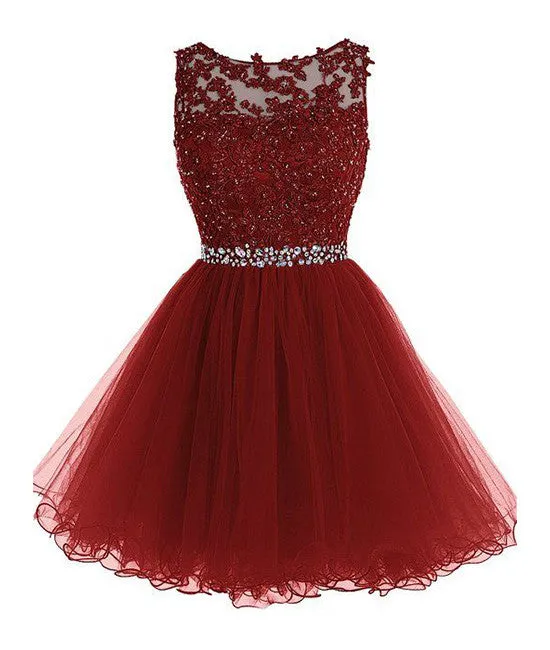 Cute lace short prom dress, lace homecoming dress