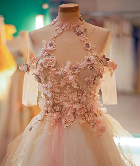 Cute tulle lace applique short prom dress, cute homecoming dress