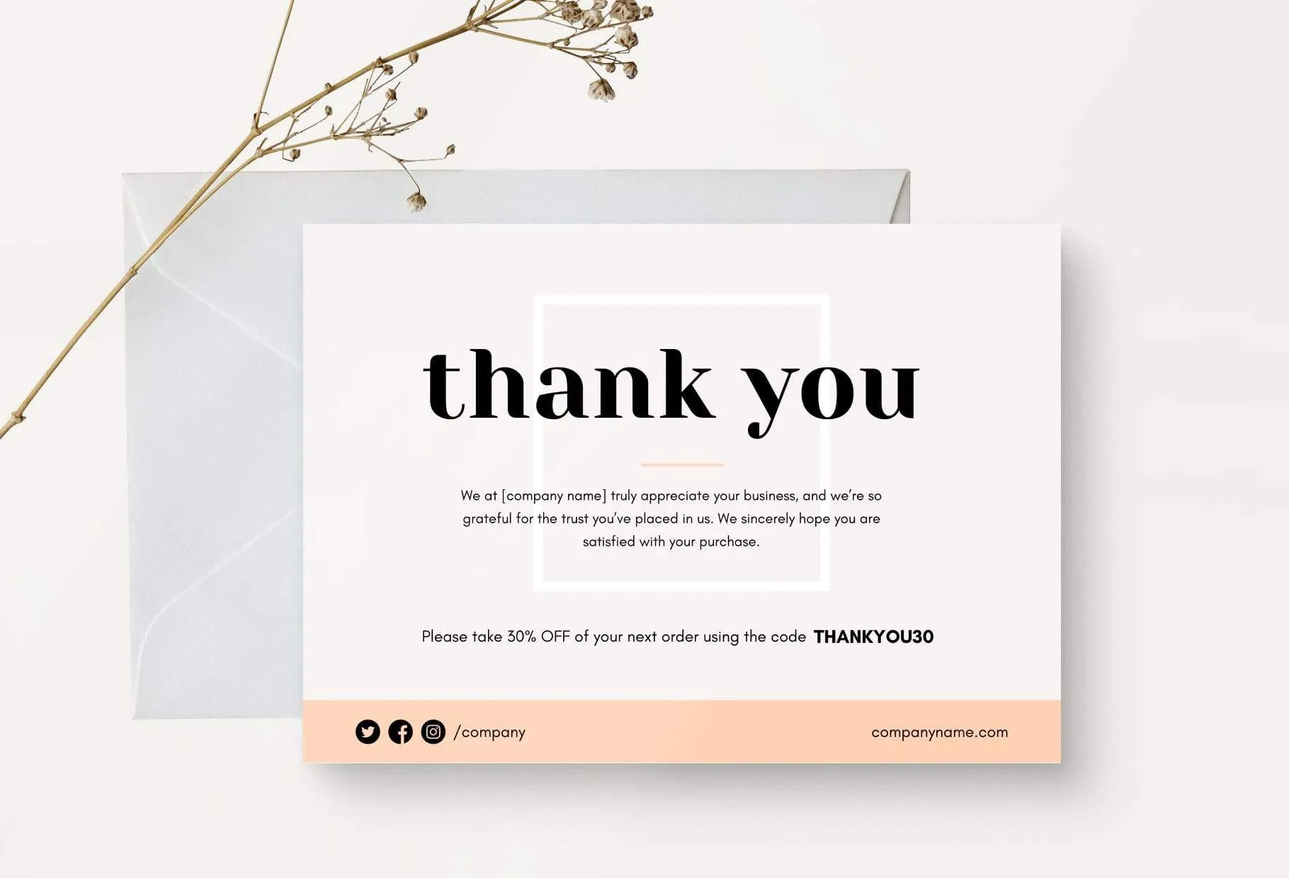 Cynthia Printable Thank You Card Packaging Insert Note Canva Template