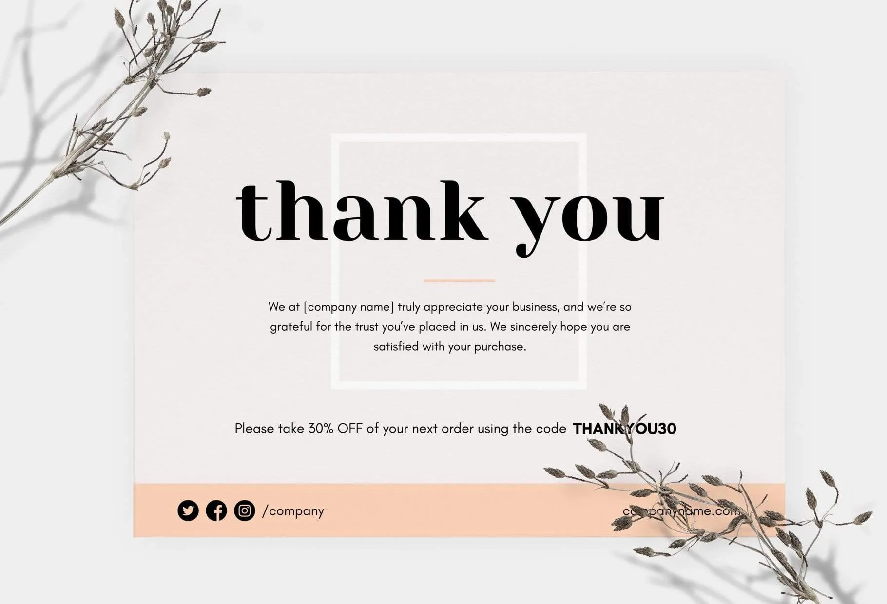 Cynthia Printable Thank You Card Packaging Insert Note Canva Template
