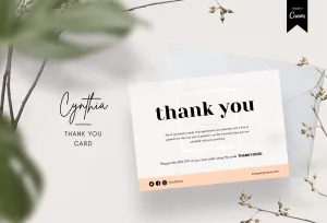 Cynthia Printable Thank You Card Packaging Insert Note Canva Template