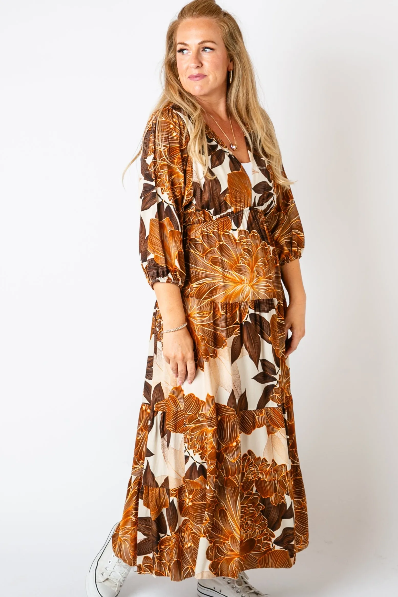 Dahlia Print Tiered Dress