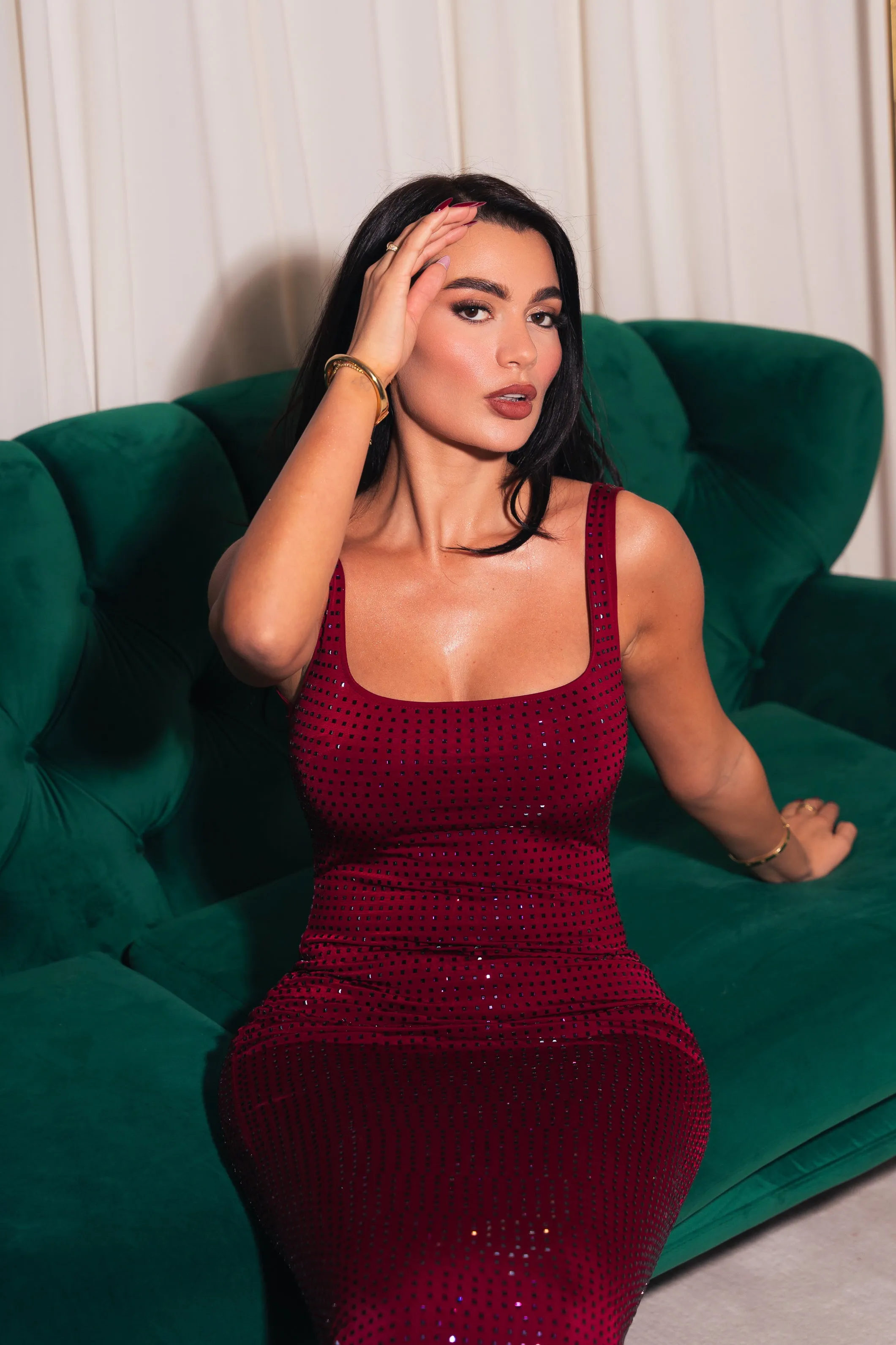 Dalina Maroon Dress