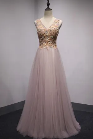 Dark Pink Tulle Formal Dress Long A Line Party Dress, Handmade Party Dresses APP0861