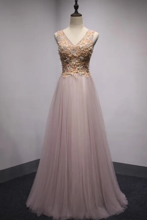 Dark Pink Tulle Formal Dress Long A Line Party Dress, Handmade Party Dresses APP0861