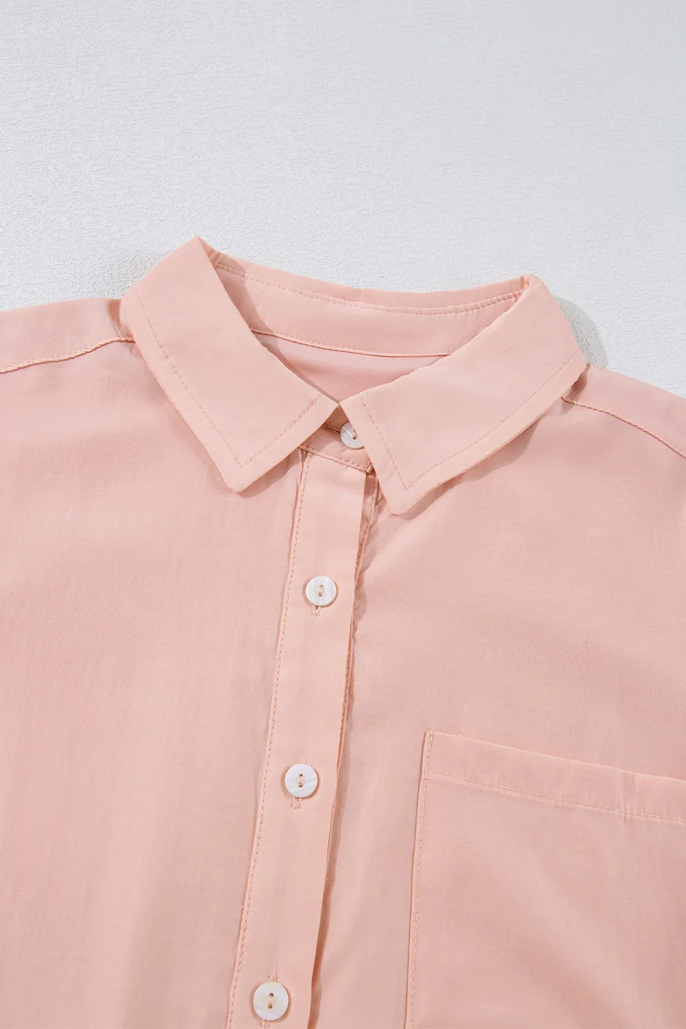 Delicacy Solid Color Flounce Hem Buttoned Turn Down Collar Dress