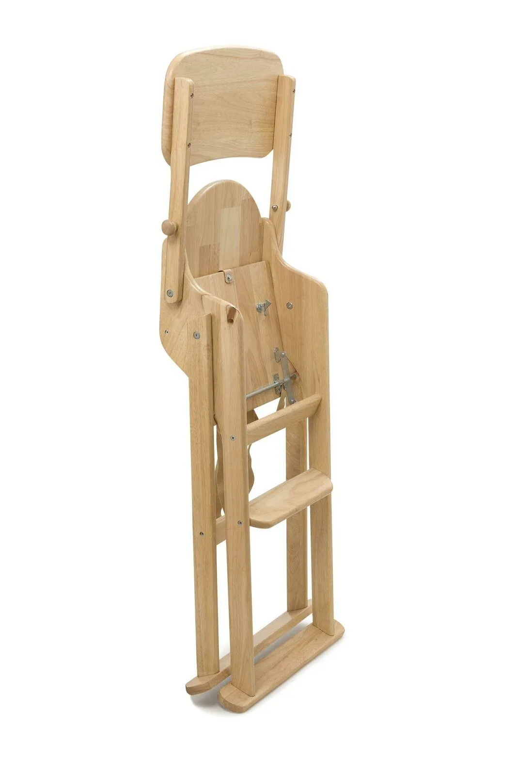 Deluxe Eco Conscious Solid Wood Space Saving | Easy Folding Highchair | 5 Point Harness | Beech