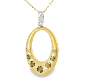 Designer Handmade Cordova 18K Yellow Gold Diamond Champagne Champagne Diamond Pendant Necklace Slide