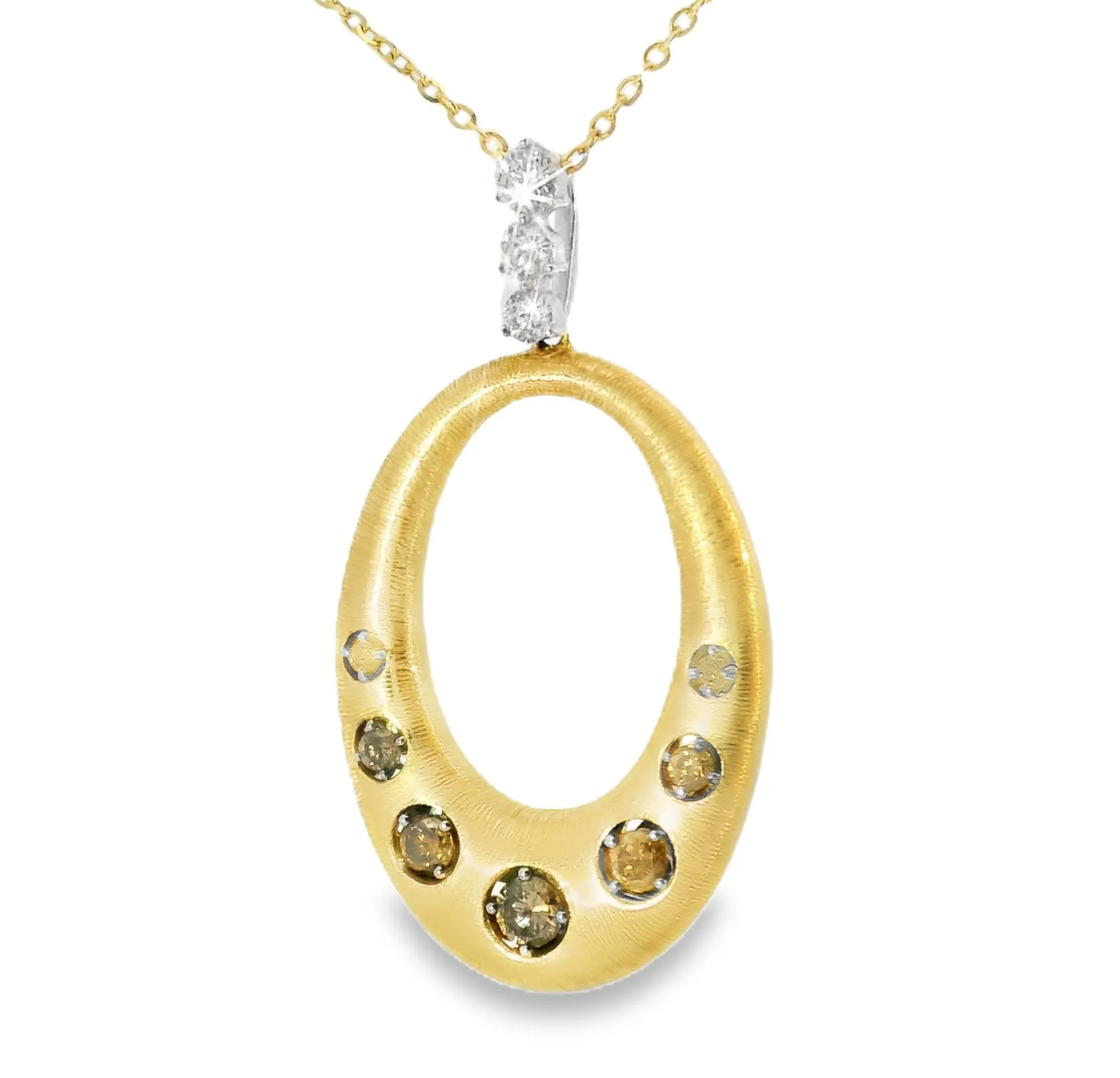 Designer Handmade Cordova 18K Yellow Gold Diamond Champagne Champagne Diamond Pendant Necklace Slide