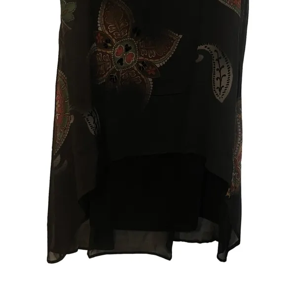 Desigual Womens Dress Size 8 Black Montreal Sleeveless Floral Beaded Chi…