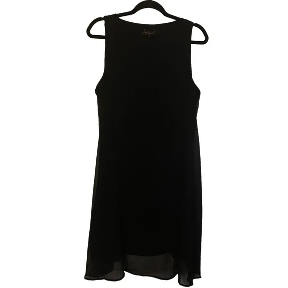 Desigual Womens Dress Size 8 Black Montreal Sleeveless Floral Beaded Chi…