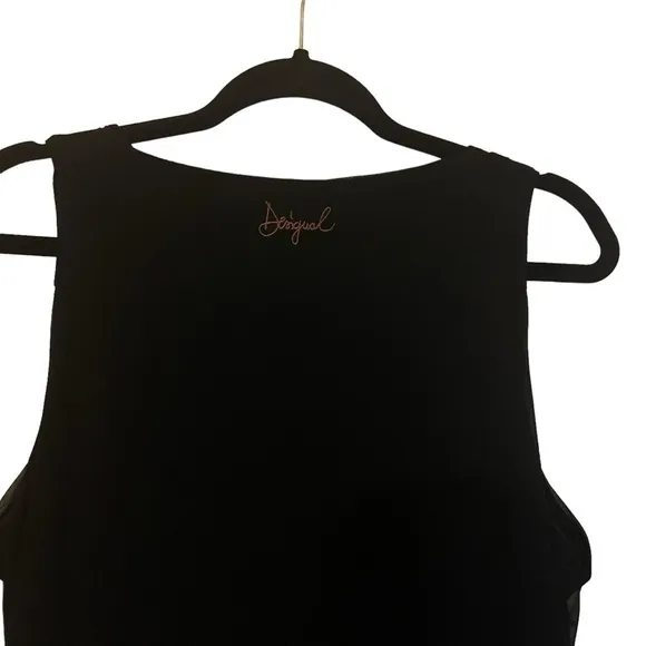 Desigual Womens Dress Size 8 Black Montreal Sleeveless Floral Beaded Chi…
