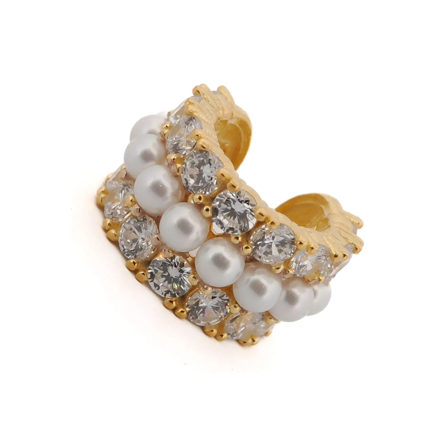 Diamond & Pearl Gold Vermeil Cuff Earring
