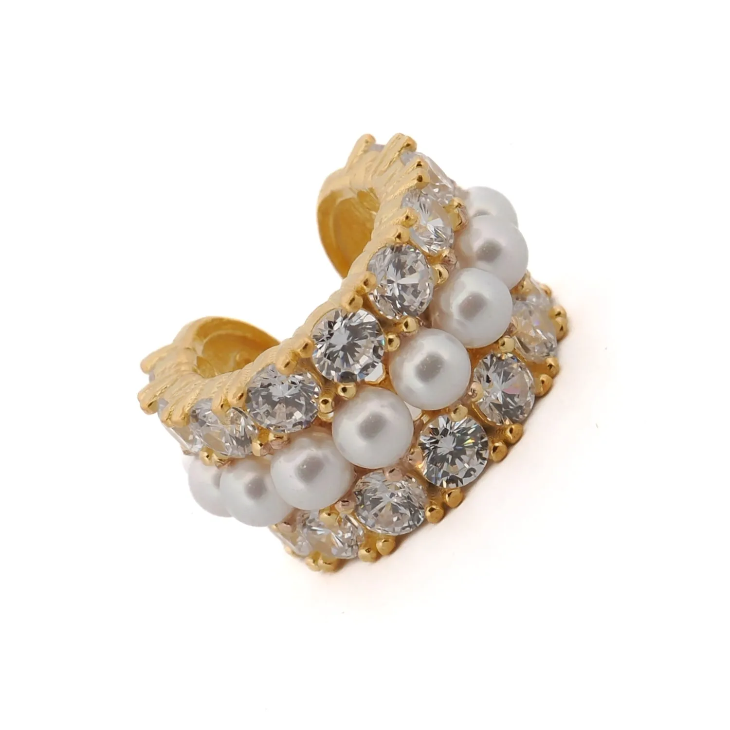 Diamond & Pearl Gold Vermeil Cuff Earring