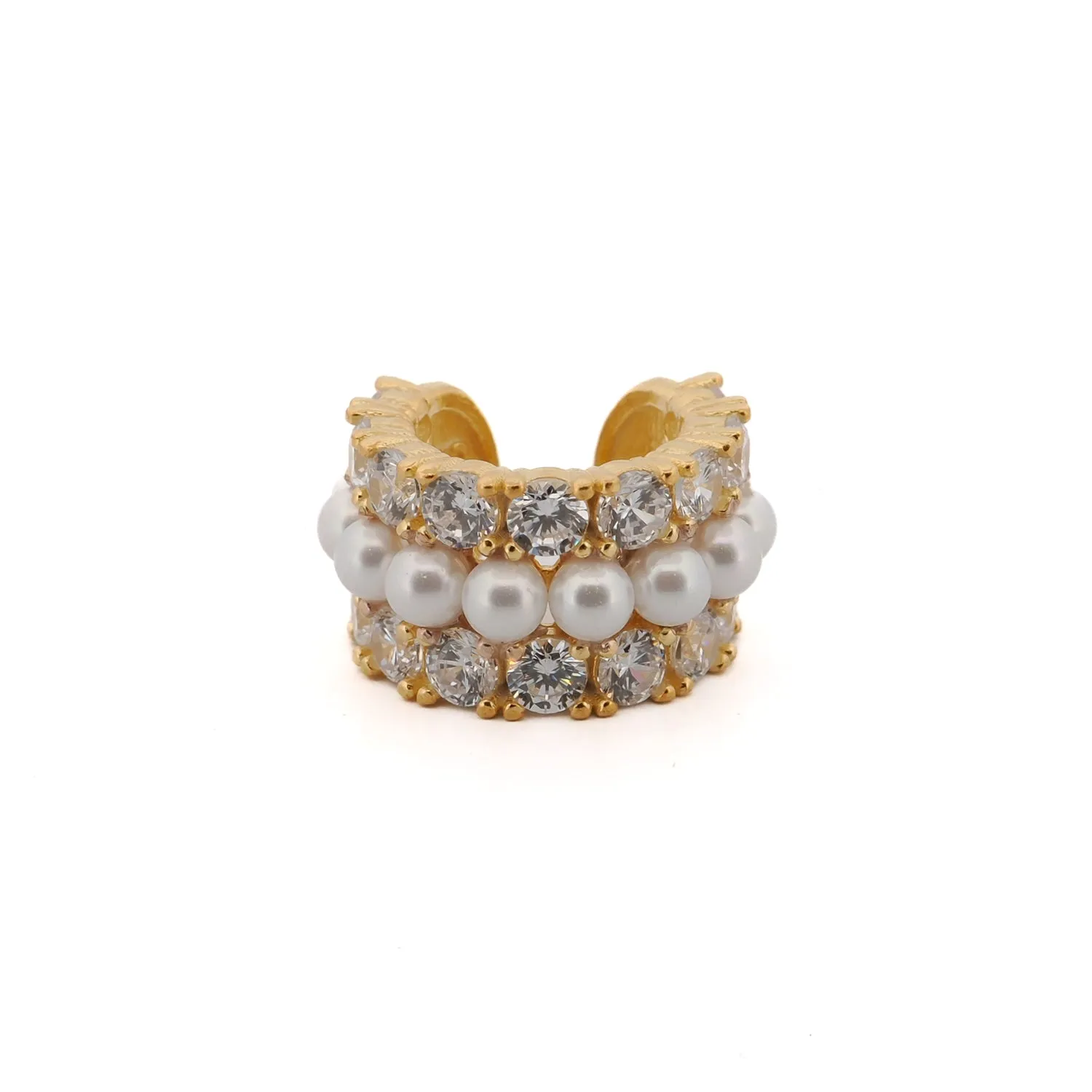 Diamond & Pearl Gold Vermeil Cuff Earring