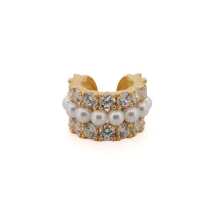 Diamond & Pearl Gold Vermeil Cuff Earring