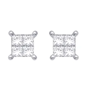 Diamond Princess Stud Earrings - Available in 0.33 or 0.70 Carats in 14KT White Gold