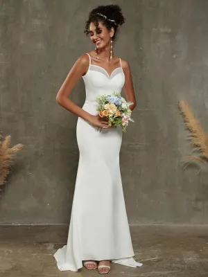 Diamond White Double FDY Sweetheart Mermaid Wedding Dress With Chapel Train