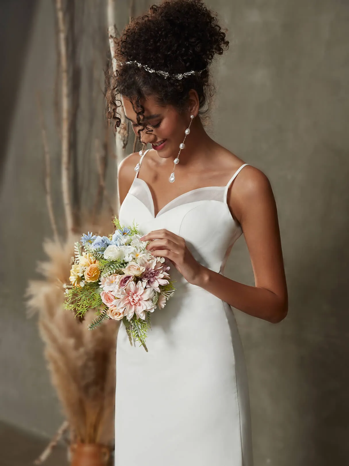 Diamond White Double FDY Sweetheart Mermaid Wedding Dress With Chapel Train