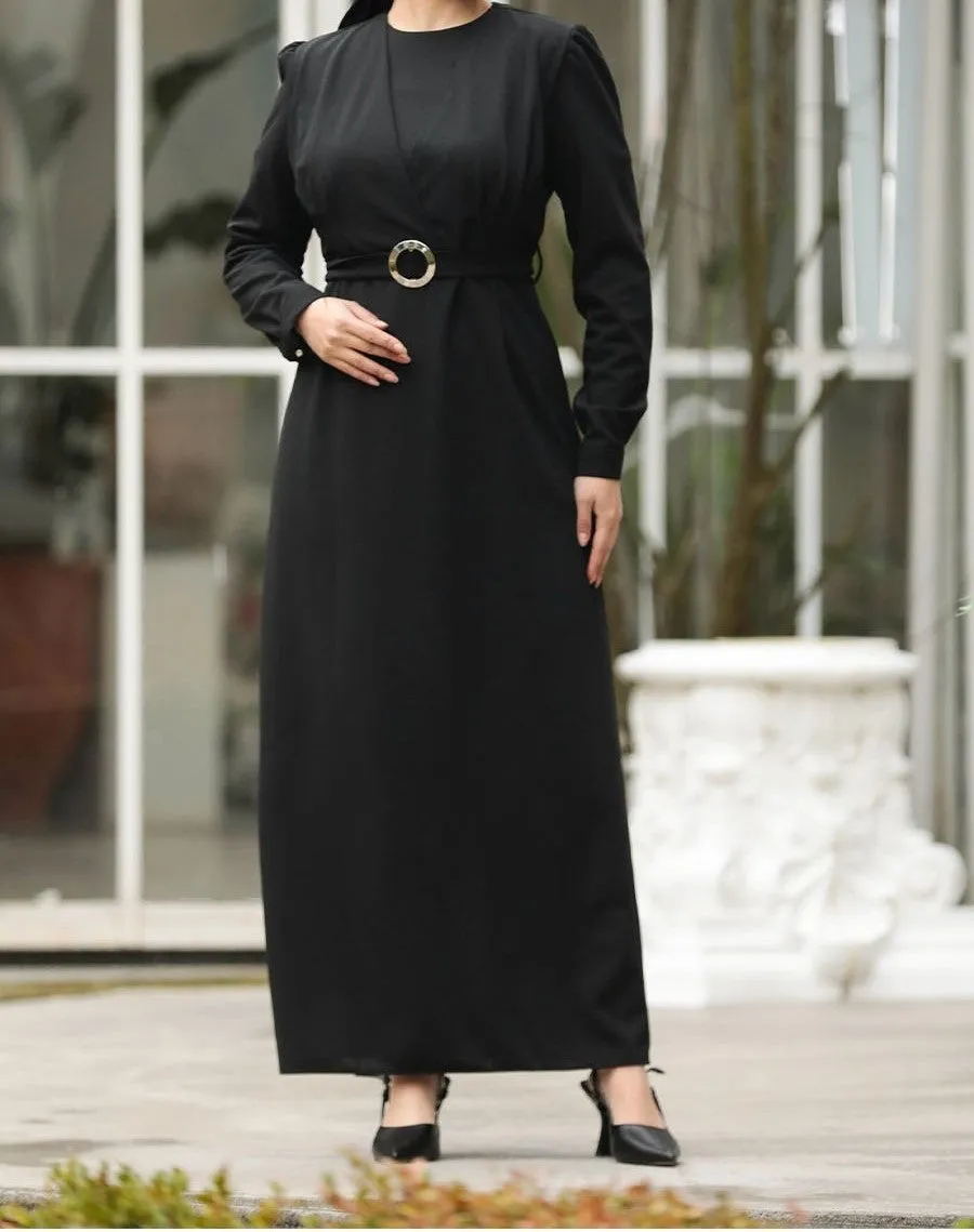 Dina Belted Dress (Brown)