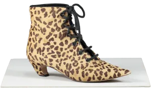 Dior Brown Lace Up Kitten Heel Ankle Boots- Leopard Print UK 5.5 EU 38.5 👠