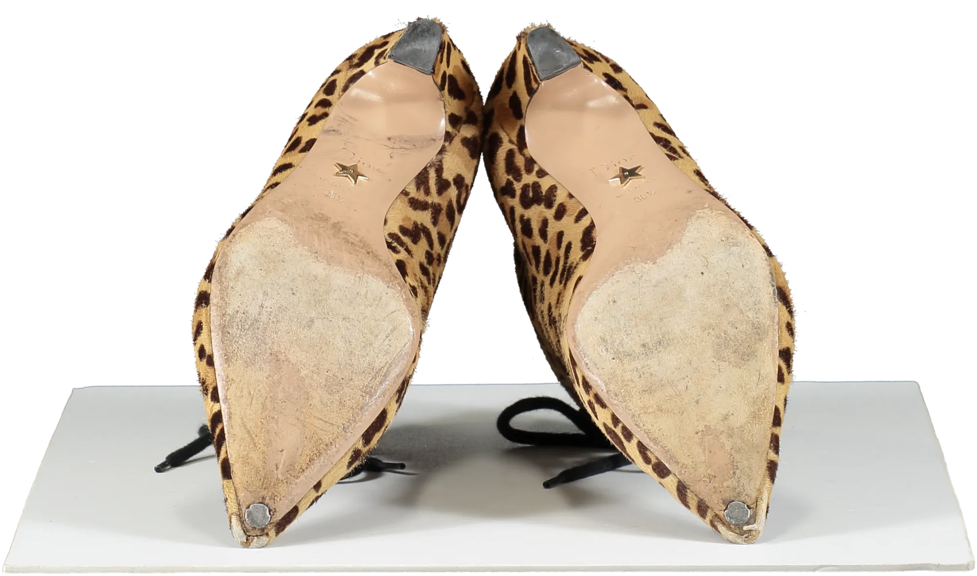 Dior Brown Lace Up Kitten Heel Ankle Boots- Leopard Print UK 5.5 EU 38.5 👠