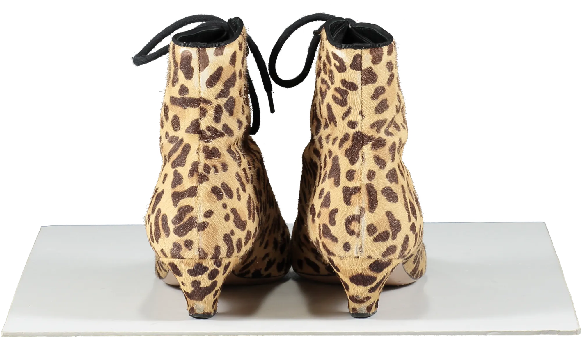Dior Brown Lace Up Kitten Heel Ankle Boots- Leopard Print UK 5.5 EU 38.5 👠