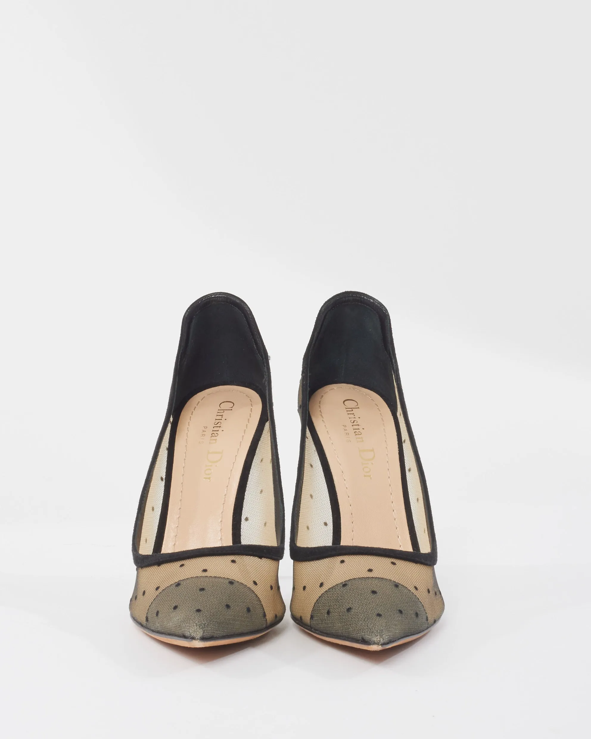 Dior Grey/Black Mesh Polka Dot D-Moi Pumps - 37.5