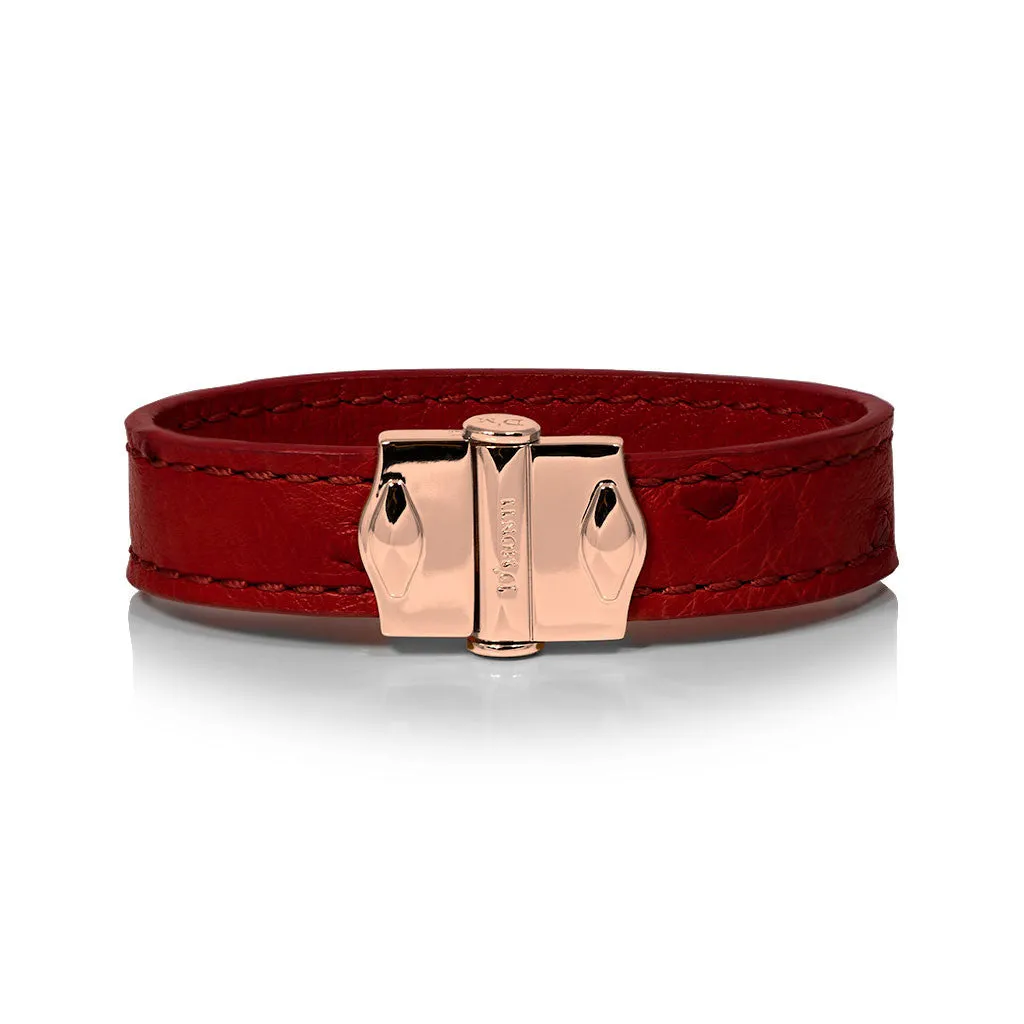 D'Monti D'Amour Red - France Luxe Genuine Ostrich Leather Womens Bracelet