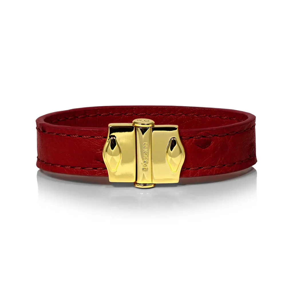 D'Monti D'Amour Red - France Luxe Genuine Ostrich Leather Womens Bracelet