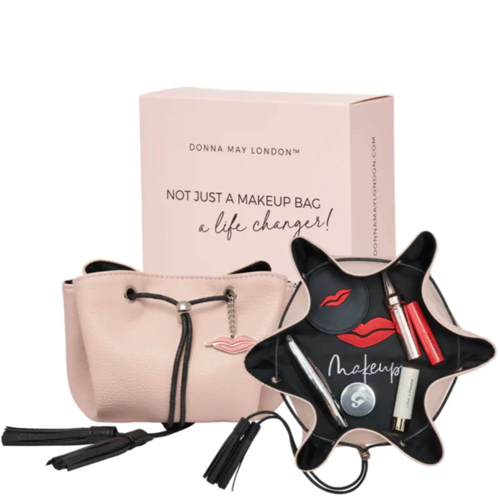Donna May Mini Vegan Drawstring Bag - Blush Pink