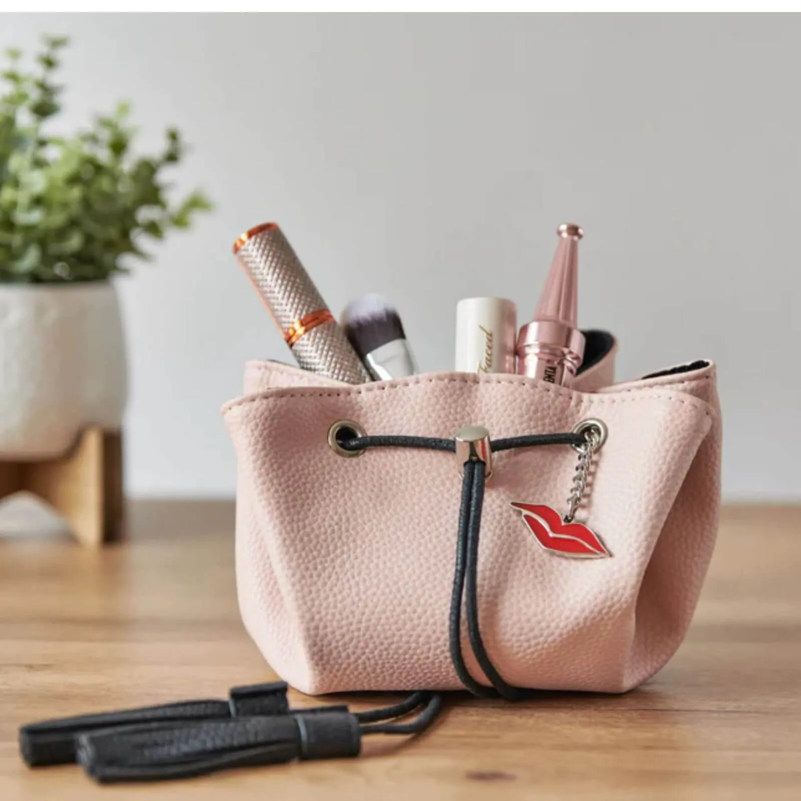 Donna May Mini Vegan Drawstring Bag - Blush Pink