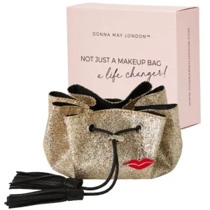 Donna May Mini Vegan Drawstring Bag - Gold Sparkle