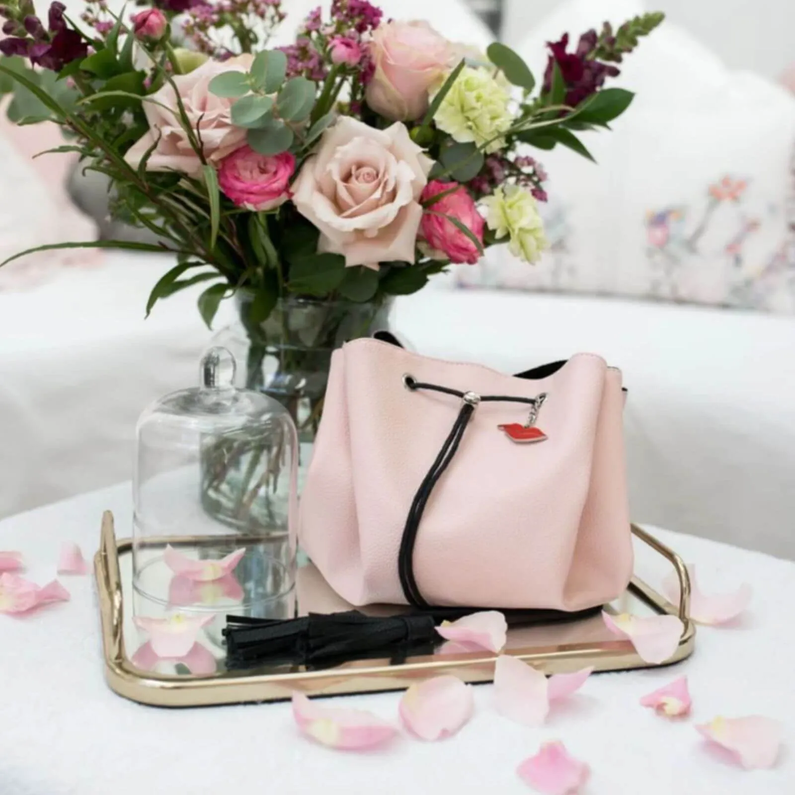 Donna May Vegan Drawstring Bag - Blush Pink