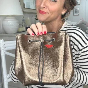 Donna May Vegan Drawstring Bag - Copper Rose