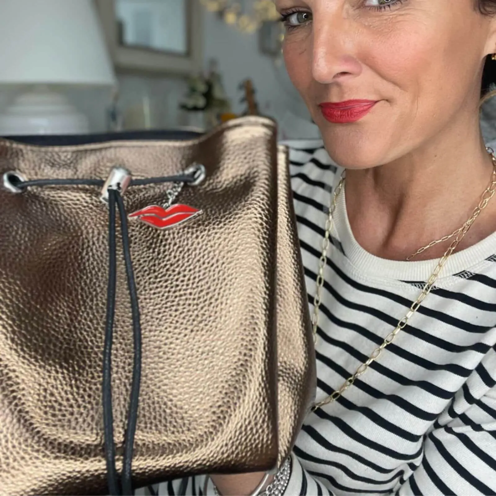 Donna May Vegan Drawstring Bag - Copper Rose