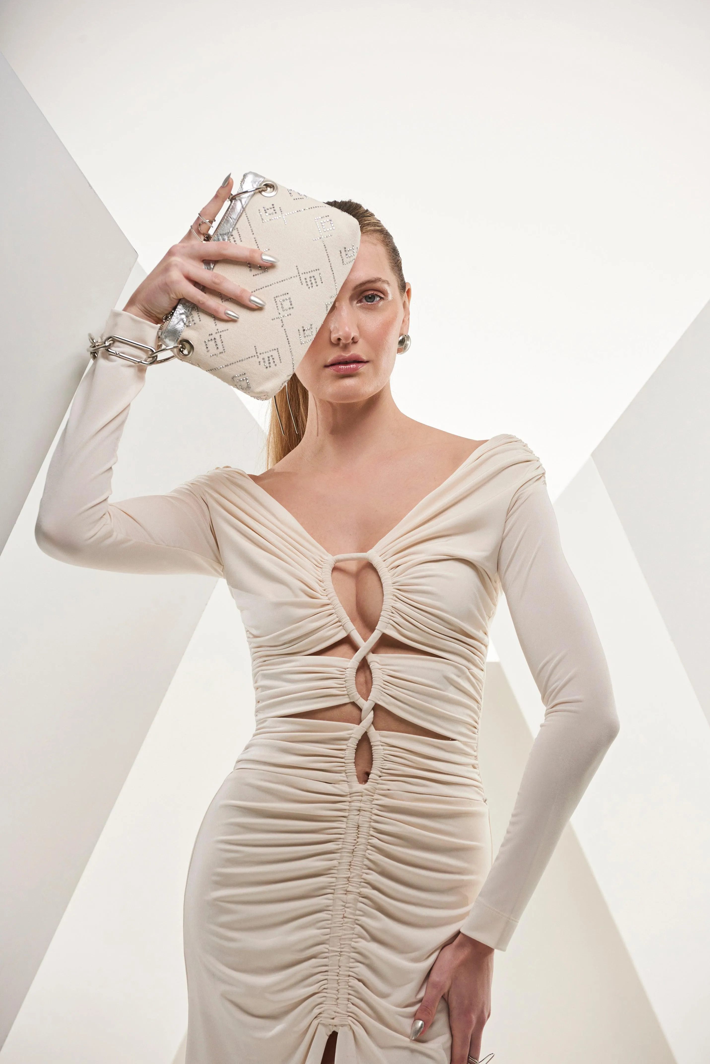 Draped Long Dress With Slit