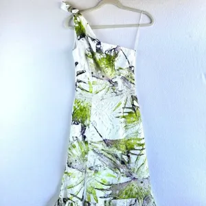 Dress the Population Dress Womens Size XS Floral Eyelet Chartruese Ruffle Party