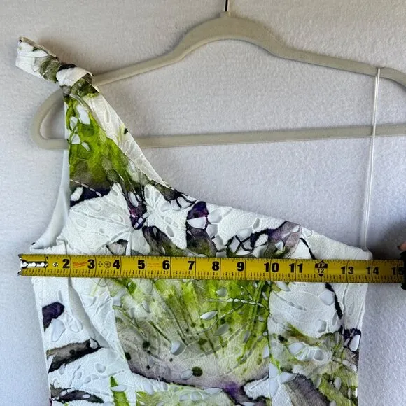 Dress the Population Dress Womens Size XS Floral Eyelet Chartruese Ruffle Party