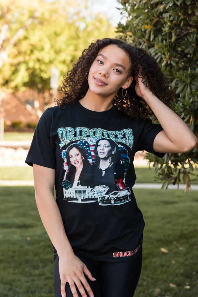 Drip Queen Kamala Harris | Black Tee
