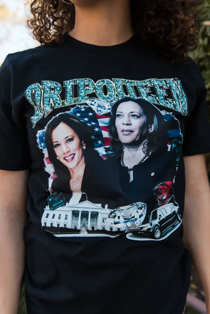 Drip Queen Kamala Harris | Black Tee